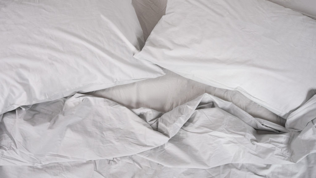 A picture of the Saatva Organic Percale Sheet Set in Sleep Foundation's test lab.
